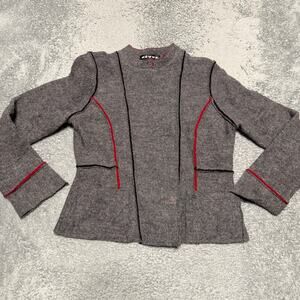 Revue Cardigan Sweater Jacket Womens Medium Gray Wool
